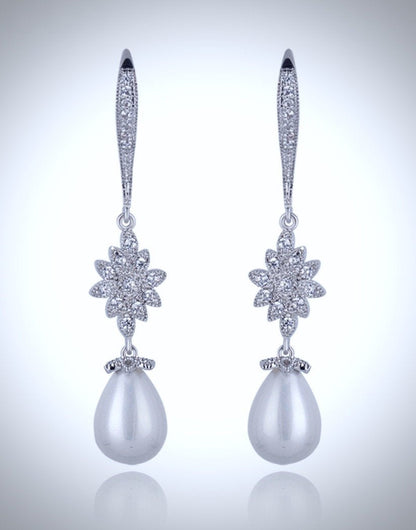 "Remi" - Pearl and Cubic Zirconia Bridal Earrings