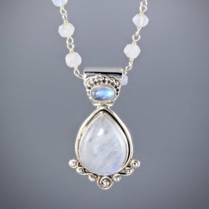 "Esther" - Rainbow Moonstone Bridal Necklace and Earrings Set