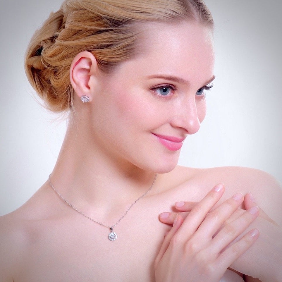 "Pandora" - Bridesmaid Necklace and Earrings Set - Available in Rose Gold, Silver and Yellow Gold