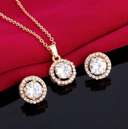 "Pandora" - Bridesmaid Necklace and Earrings Set - Available in Rose Gold, Silver and Yellow Gold