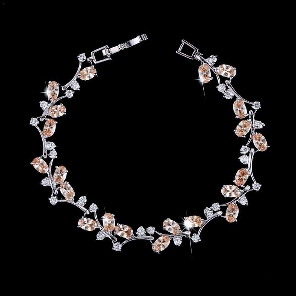 "Krista" - Cubic Zirconia Vine Bridal Bracelet - More colors available
