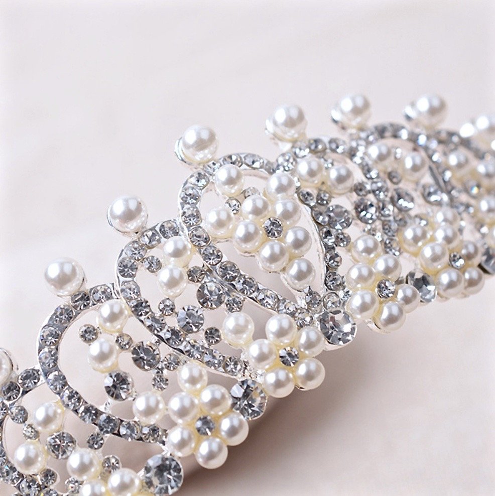 "Autumn" - Wedding Pearl and Cubic Zirconia Tiara