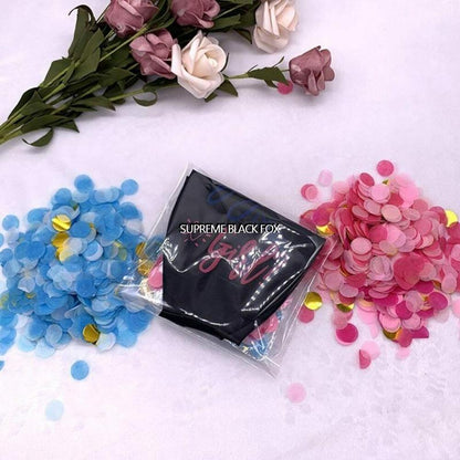 Baby Gender Reveal Confetti Balloon (36 inches) - 36" Big Black Balloons with Pink / Blue Round Confetti Packs Boy Girl - Baby Shower Gender Party Kit