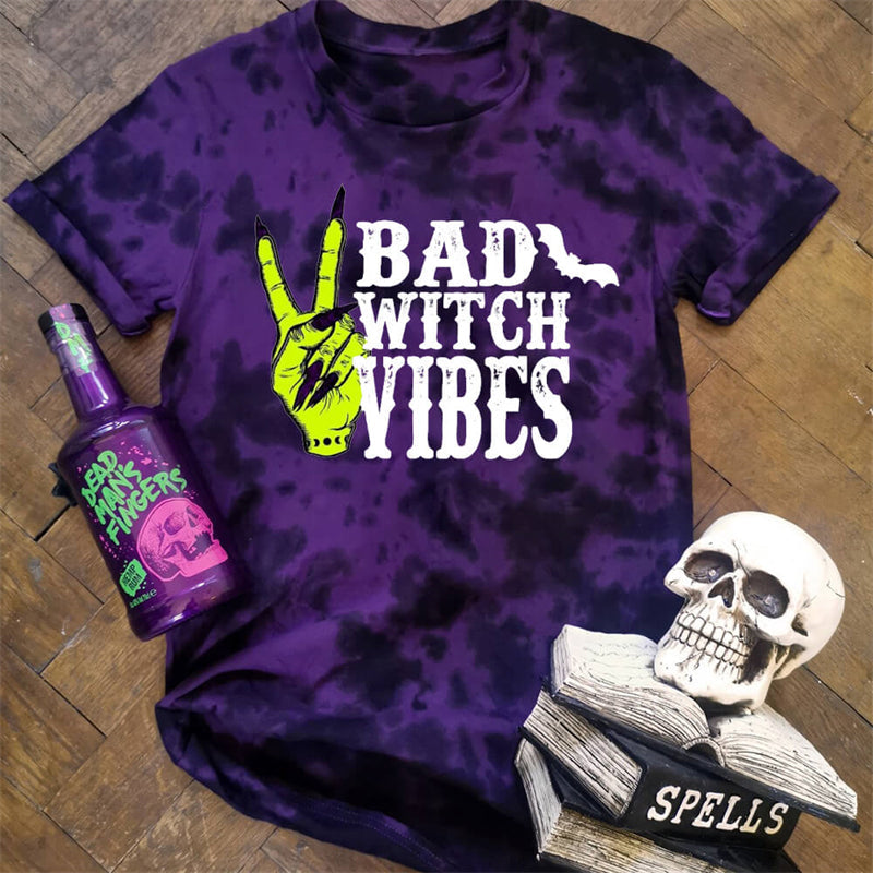 Bad Witch Vibes Round Neck Short Sleeve T-shirt
