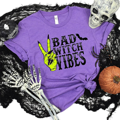 Bad Witch Vibes Round Neck Short Sleeve T-shirt