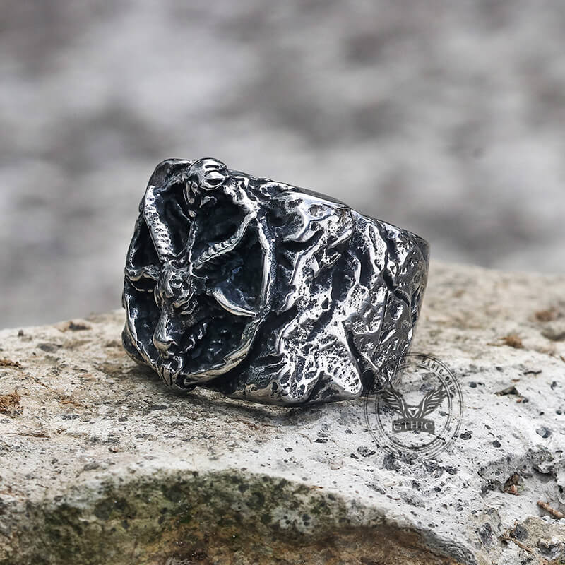 Baphomet Goat Stainless Steel Satan Ring