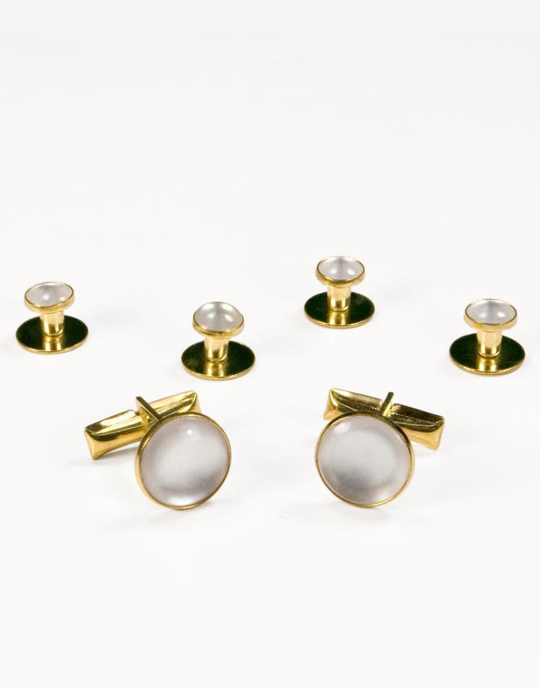 Basic Black with Gold Trim Studs and Cufflinks Set