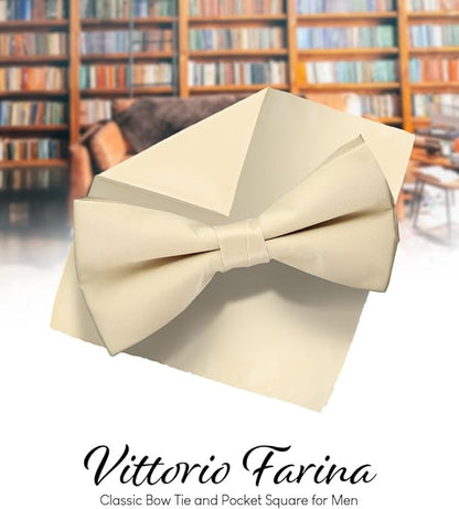 Vittorio Farina Men's Satin Bow Tie & Pocket Square in Gift Box