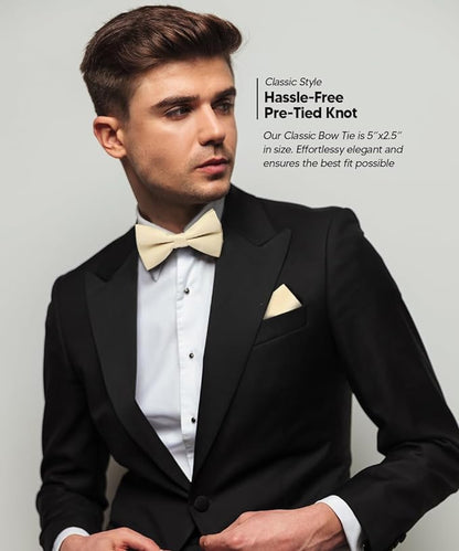 Vittorio Farina Men's Satin Bow Tie & Pocket Square in Gift Box