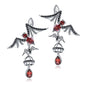 Bat Shaped Natural Garnet Vintage Gothic Punk Earrings