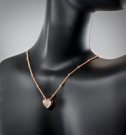 "Amelia" - Bridal Heart Necklace - Available in Rose Gold, Silver and Yellow Gold
