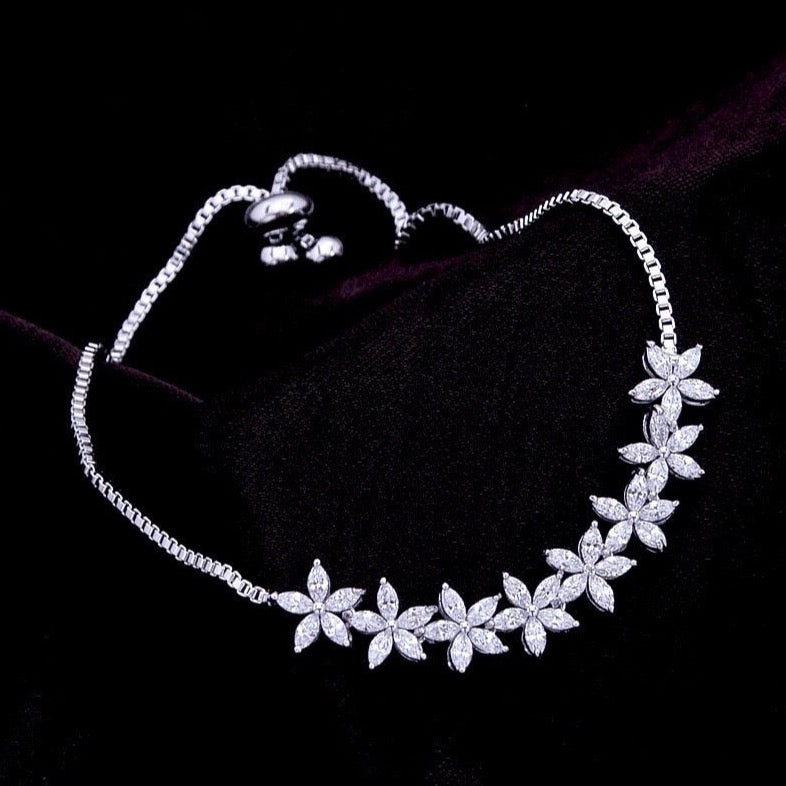 "Lisa" - Cubic Zirconia Adjustable Bracelet - Available in Silver and Rose Gold