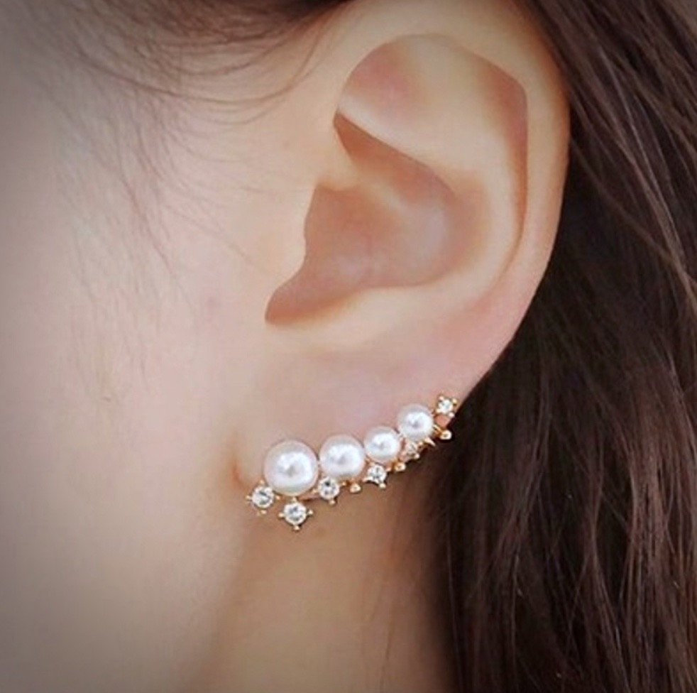 Carly - Pearl and Cubic Zirconia Bridal Earrings