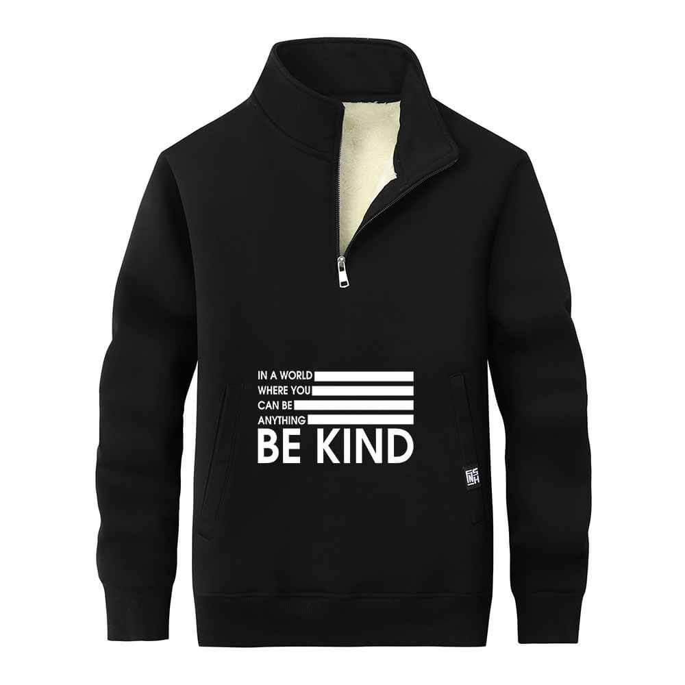Be Kind American Flag Fleece Stand Collar Zip Sweatshirt