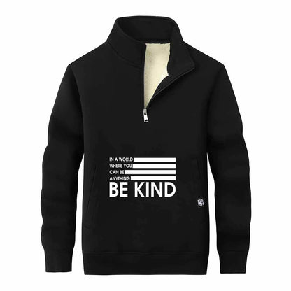 Be Kind American Flag Fleece Stand Collar Zip Sweatshirt