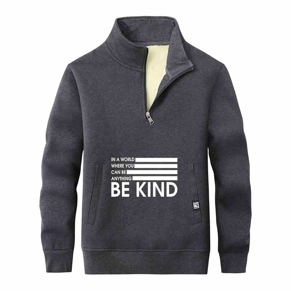 Be Kind American Flag Fleece Stand Collar Zip Sweatshirt