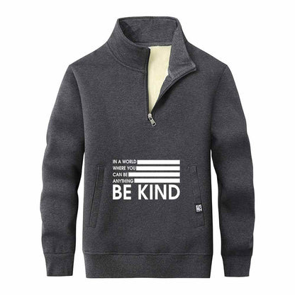 Be Kind American Flag Fleece Stand Collar Zip Sweatshirt