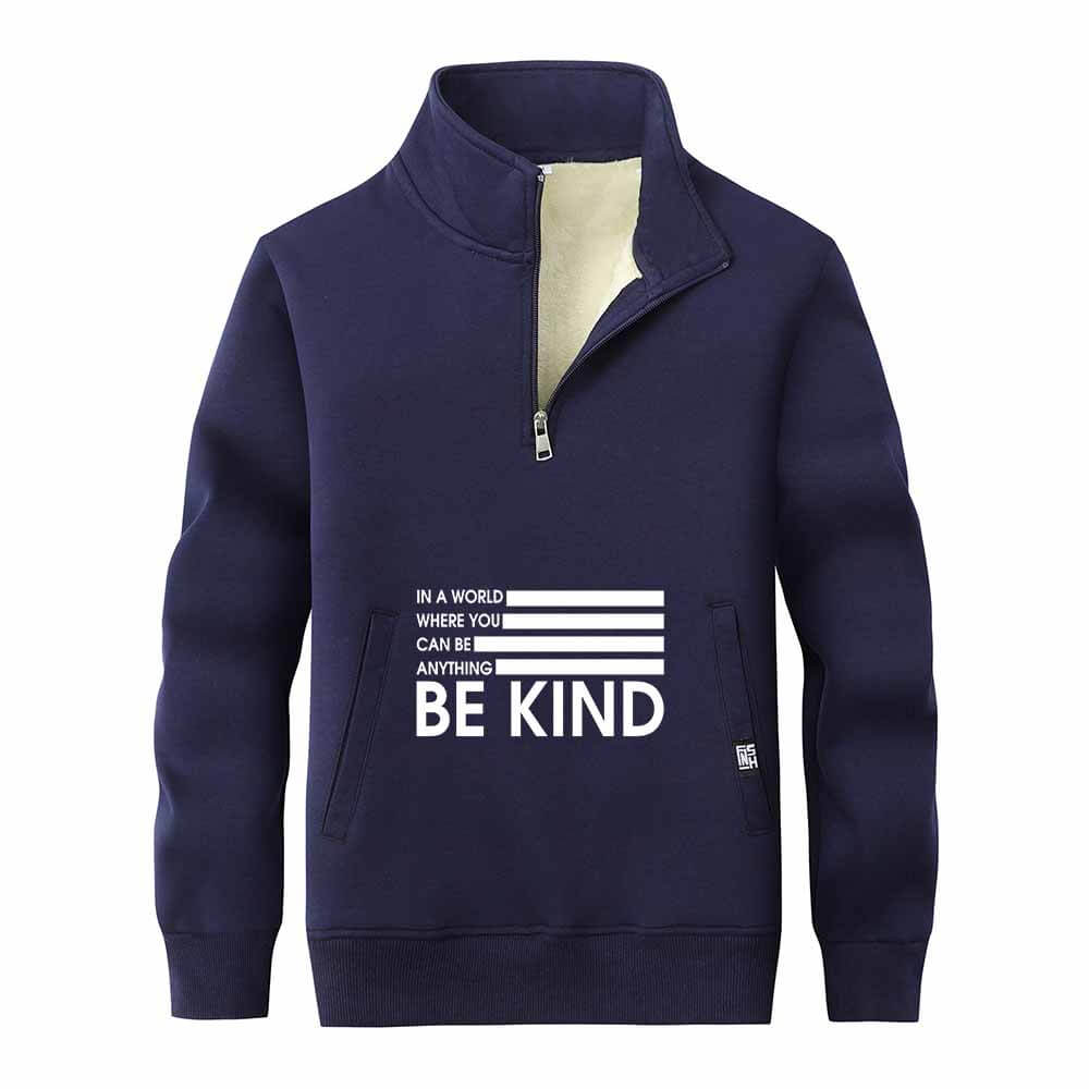 Be Kind American Flag Fleece Stand Collar Zip Sweatshirt