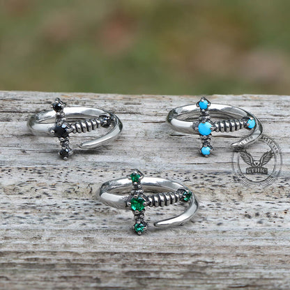 Bent Sword Stainless Steel Gothic Ring