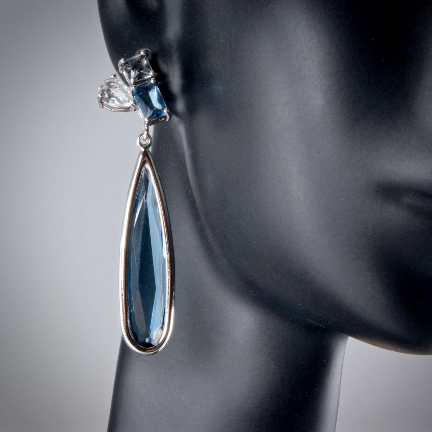 Enya - Blue Marquise Cubic Zirconia Earrings