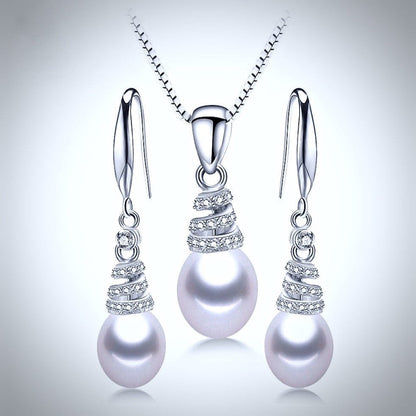 "Milena" - Freshwater Pearl and Sterling Silver Bridal Necklace and Earrings Set