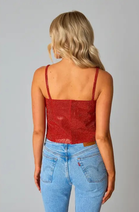 Bombshell Red Rhinestone Cropped Top