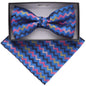 Vittorio Farina Men's Geometric Design Satin Bow Tie & Pocket Square in Gift Box