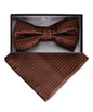 Vittorio Farina Men's Geometric Design Satin Bow Tie & Pocket Square in Gift Box