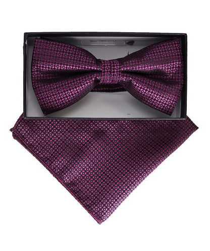 Vittorio Farina Men's Geometric Design Satin Bow Tie & Pocket Square in Gift Box