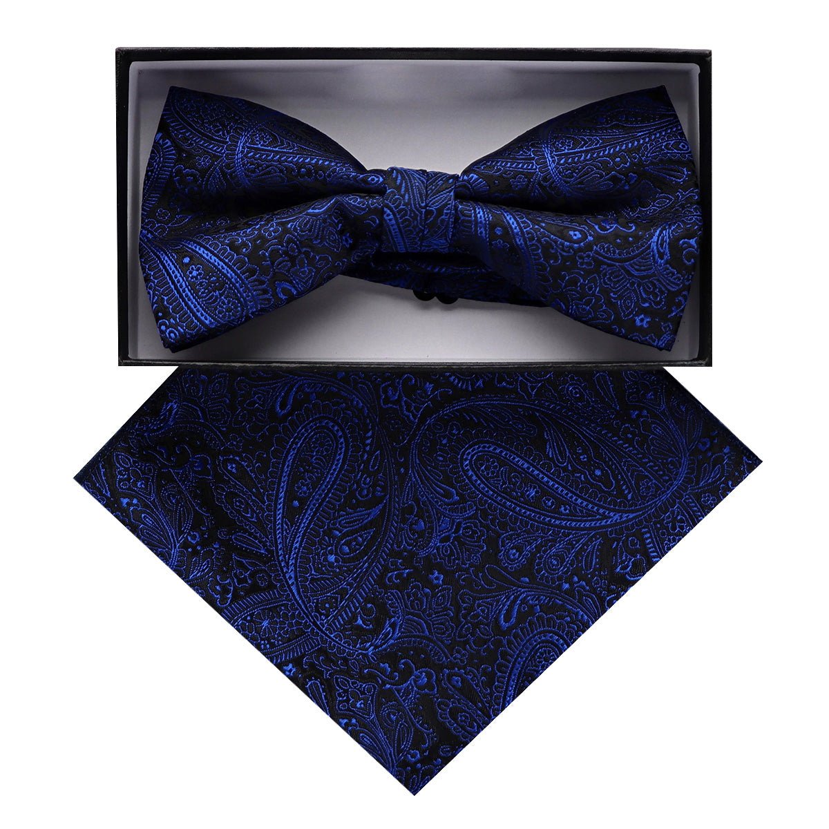 Vittorio Farina Men's Paisley Design Satin Bow Tie & Pocket Square in Gift Box