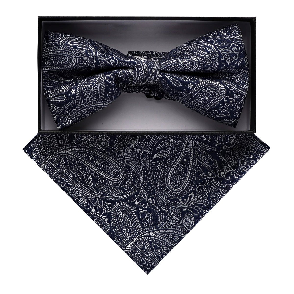 Vittorio Farina Men's Paisley Design Satin Bow Tie & Pocket Square in Gift Box