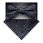 Vittorio Farina Men's Paisley Design Satin Bow Tie & Pocket Square in Gift Box