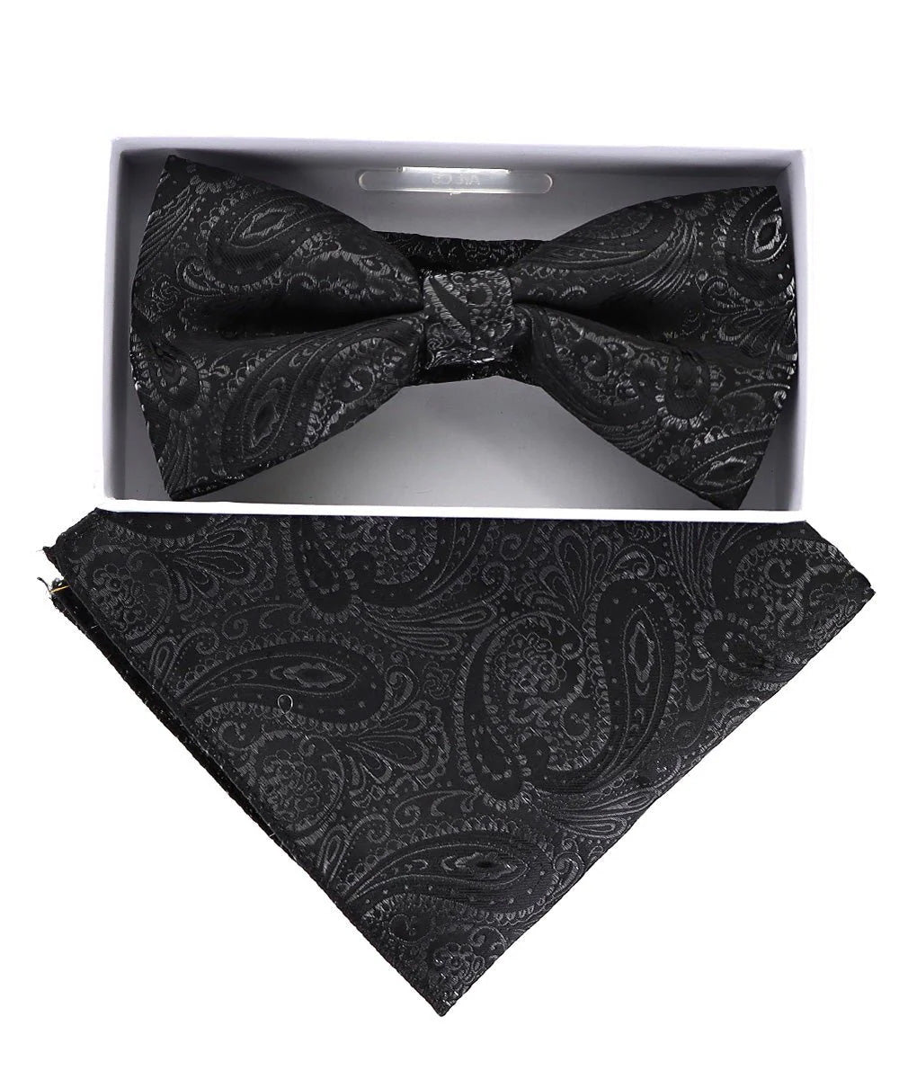 Vittorio Farina Men's Metallic Design Bow Tie & Pocket Square in Gift Box