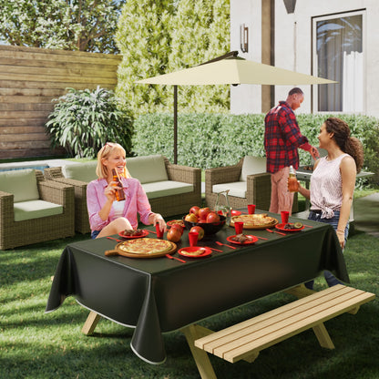 Black Flannel Backed Plastic Table Cover 54 In. x 108 In.