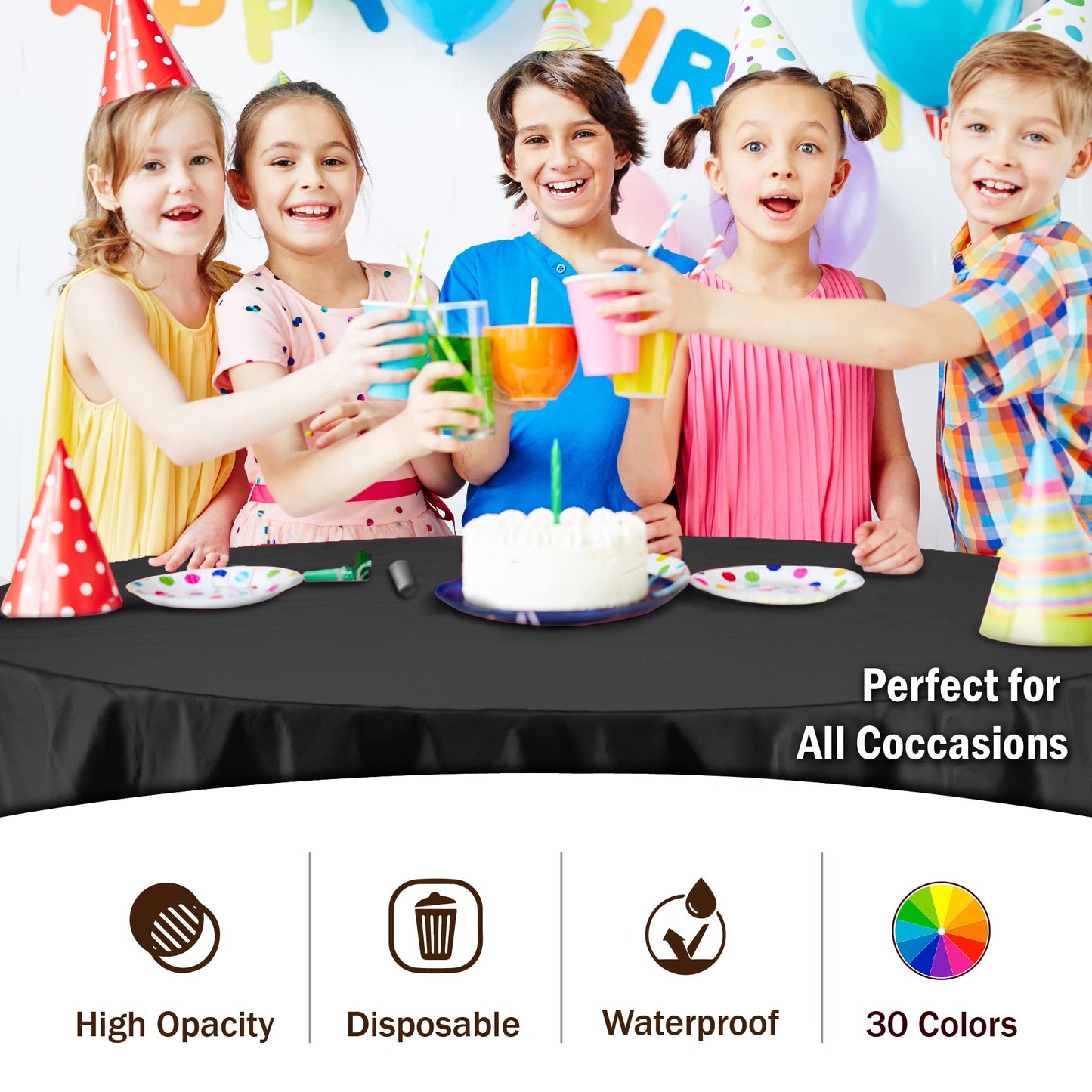 Black Round Plastic Table Cover | Case of 48