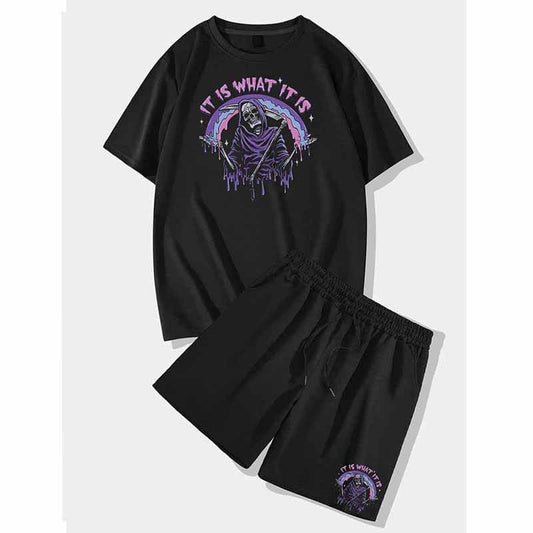 Black Death Short Sleeve T-shirt and Shorts Set