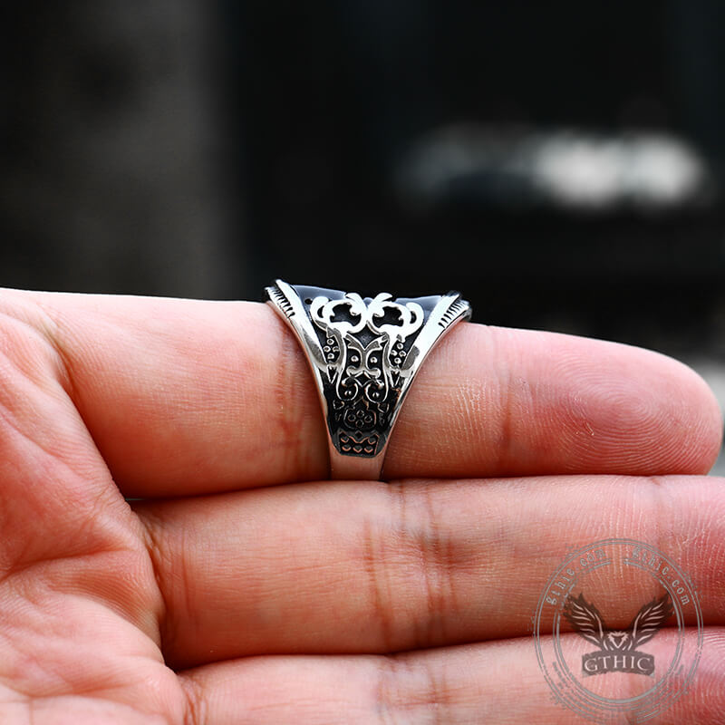 Black Epoxy Embossed Stainless Steel Ring