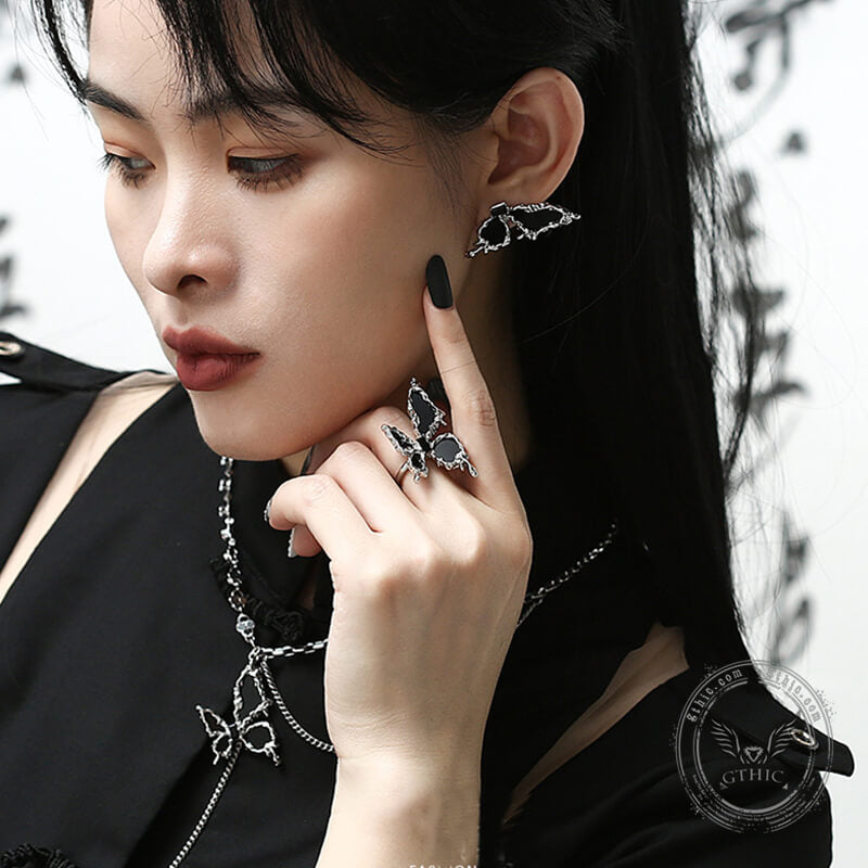Black Liquid Butterfly Alloy Necklace