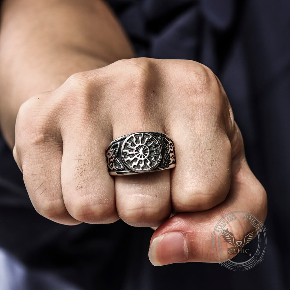 Black Sun Celtic Knot Stainless Steel Ring