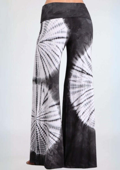 Groovy Grey Tie Dye Palazzo Pants Made in USA