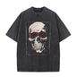 Blood Glasses Skull Print Washed T-shirt