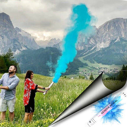 Blue Gender Reveal Powder Cannon (8 Pack) - 12" Tall - Boy He Him Blue Gender Reveal Popper Biodegradable Powder Twist and Pop Powder Smoke Blaster