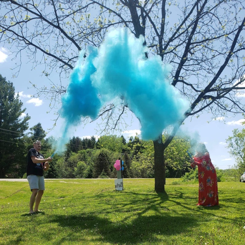 Blue Gender Reveal Powder Cannon (8 Pack) - 12" Tall - Boy He Him Blue Gender Reveal Popper Biodegradable Powder Twist and Pop Powder Smoke Blaster