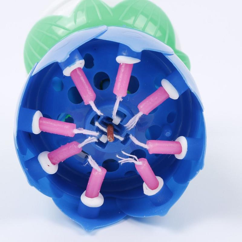Blue "Happy Birthday" Singing Musical Flower Candle - Rotating Party Light Magical Lotus Music Cake Candles