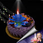 Blue "Happy Birthday" Singing Musical Flower Candle - Rotating Party Light Magical Lotus Music Cake Candles