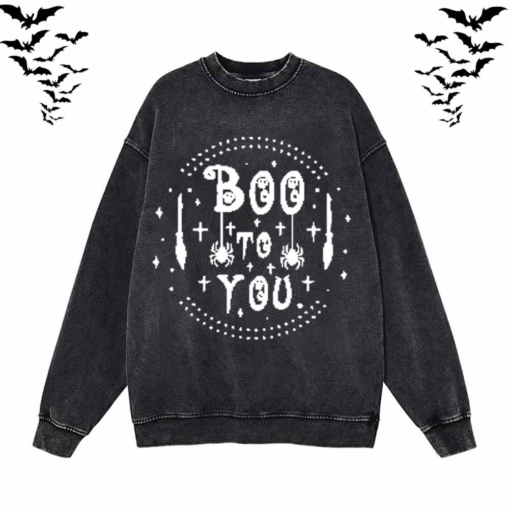 Boo To You Vintage Washed Hoodie Sweatshirt