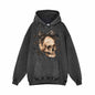 Bow Knot Skull Vintage Washed Hoodie Sweatshirt