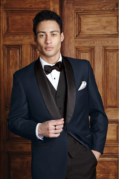 "Bradford" Navy Tuxedo Jacket Shawl (Separates)