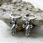 Budded Cross Stainless Steel Hoop Earrings