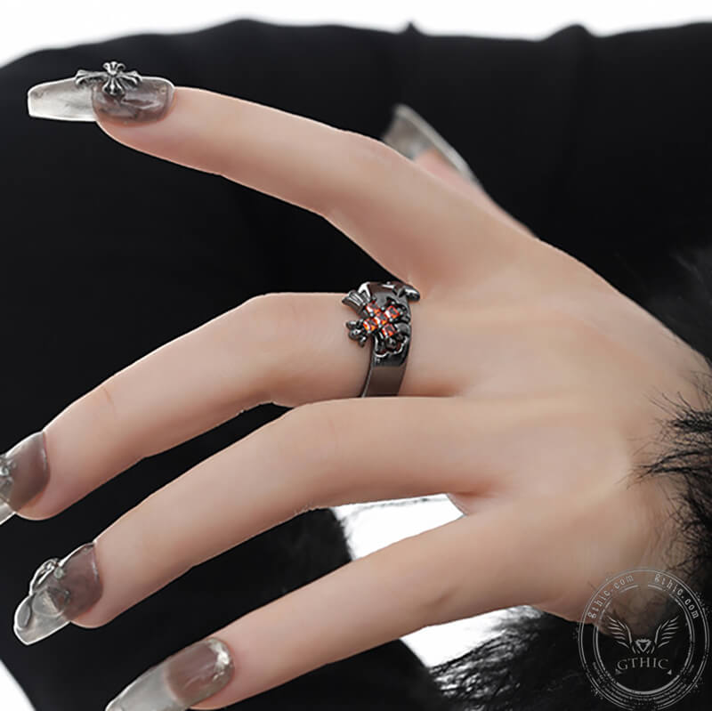 Budded Cross Star Alloy Open Ring